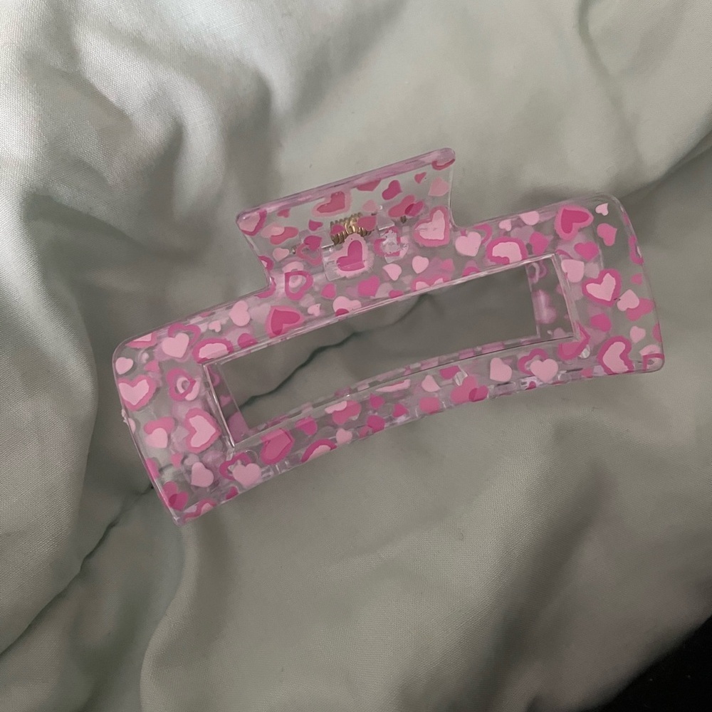 Pink Heart Pattern Hair Claw Clip